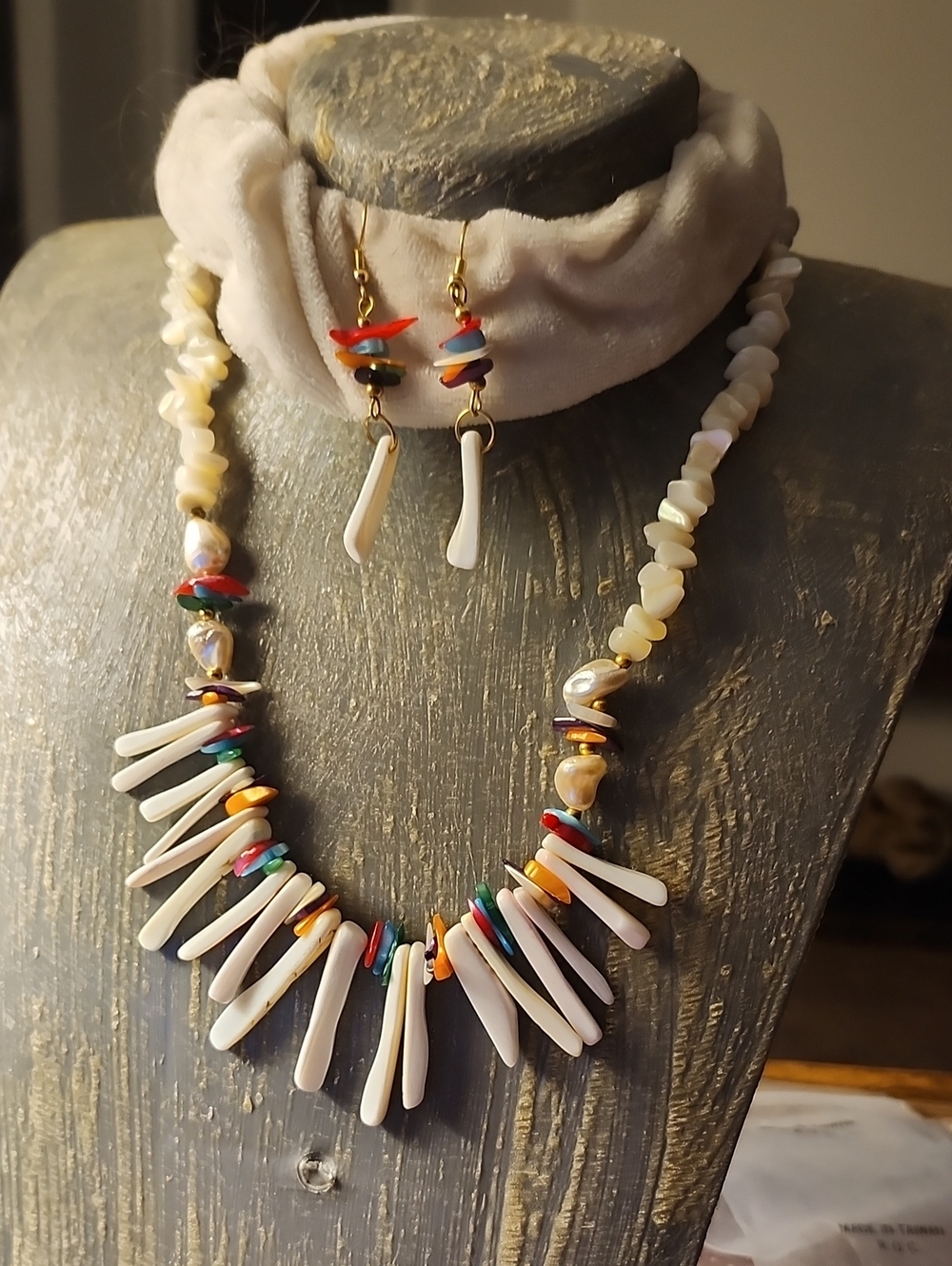 Hot Summer Fun Handcrafted Multicolor Shell Spike Necklace & Earring Set